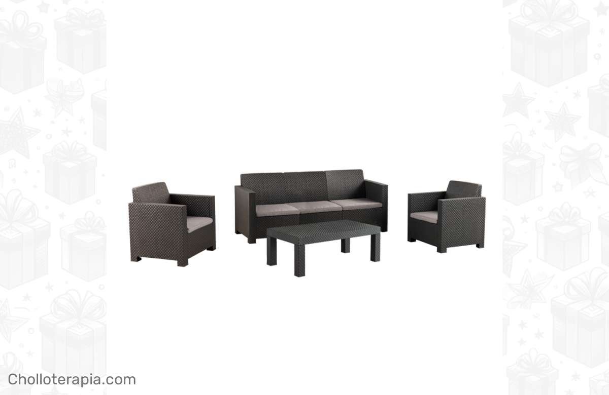 Aprovecha ya: Conjunto de Jardín Belice – Sofá 3 Plazas y Mesa Grafito a precio increíble