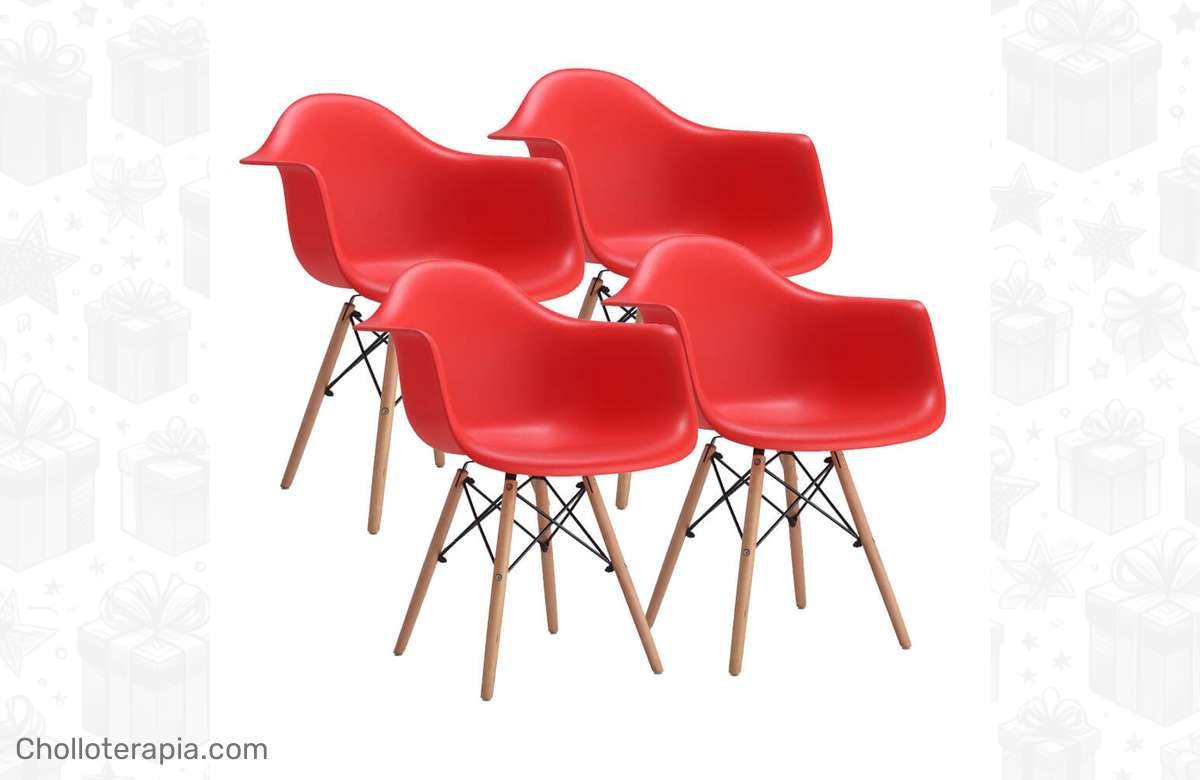 Aprovecha ya: ¡Oferta única! 4 sillas Eames ALLinLIFE con estilo retro y almohadilla suave. ¡No te resistas!
