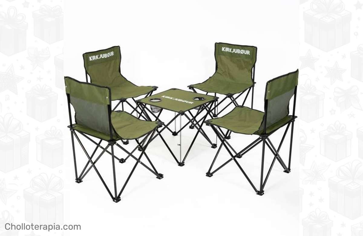 Descuento exclusivo: Pack de 5 sillas de camping con mesa verde ¡Ahorra al máximo!
