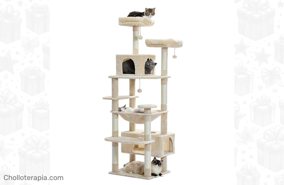 No te pierdas esta oferta: Árbol gigante para gatos con juguetes y rascadores ¡Compra ya!