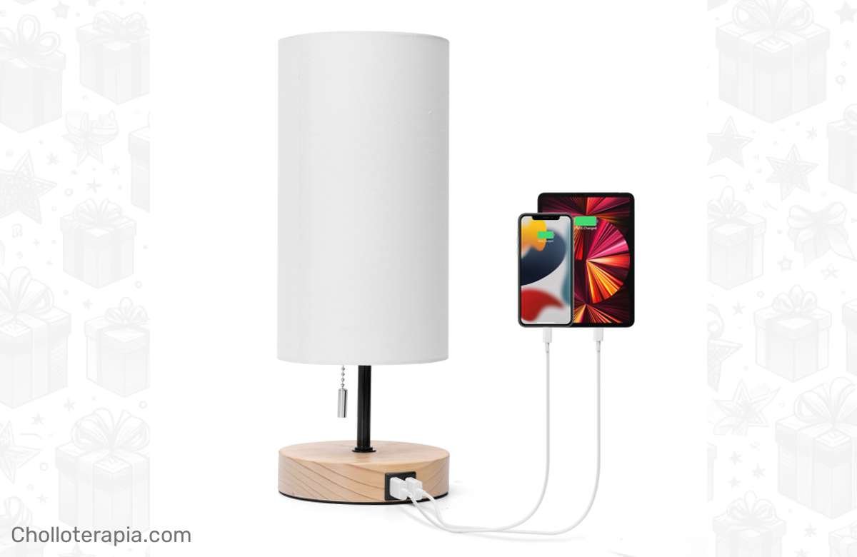 ¡Adiós a los cables desordenados! Lámpara de Mesa Vintage con Puertos USB