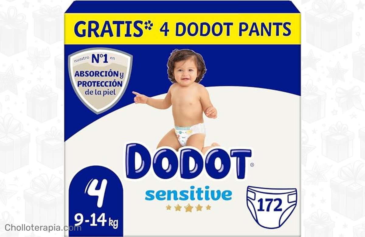 ¡Chollazo! Pañales Dodot Bebé Sensitive Talla 4: 172 Pañales + 4 Pants Gratis. ¡Protege la piel de tu bebé ahora! ¡Oferta exclusiva!