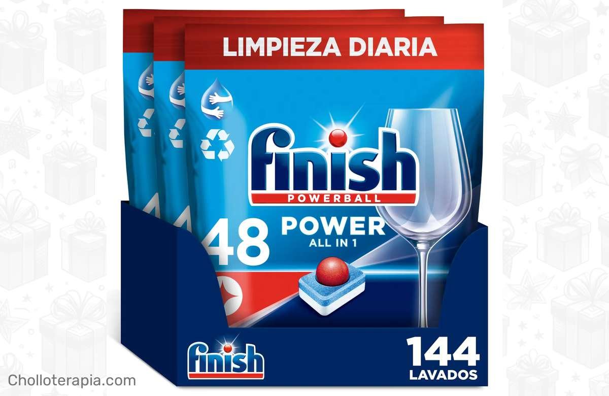 ¡Dale brillo a tu vajilla con 144 pastillas Finish Powerball Power, la mejor oferta!