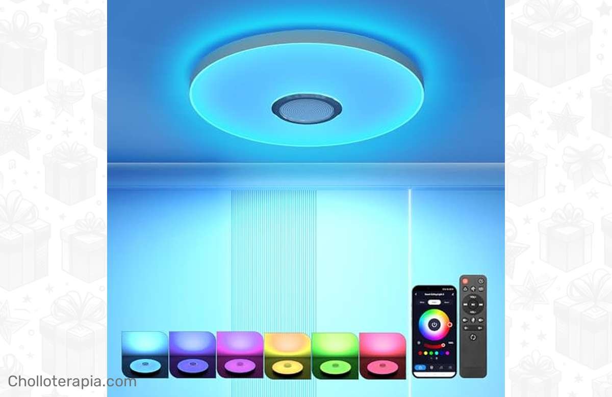 ¡Descuento del 40% en lámpara de techo LED con altavoz Bluetooth! ¡Ambienta tu hogar con estilo!