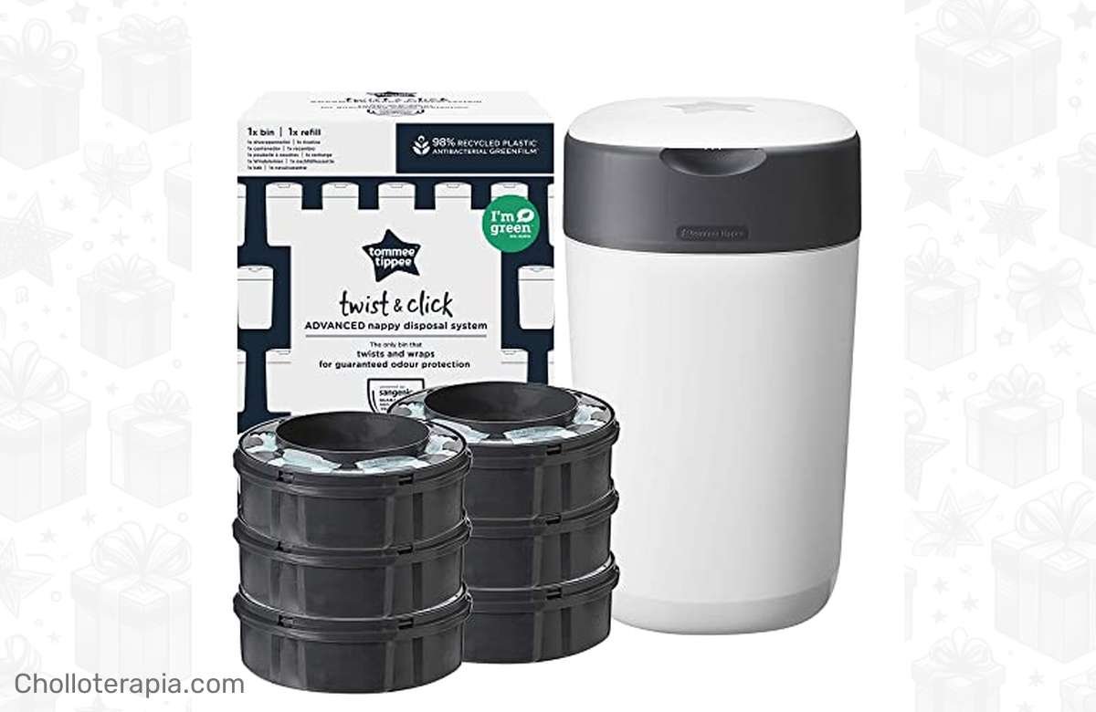 ¡Dile adiós al mal olor con el contenedor para pañales Twist & Click de Tommee Tippee! ¡No te lo puedes perder!
