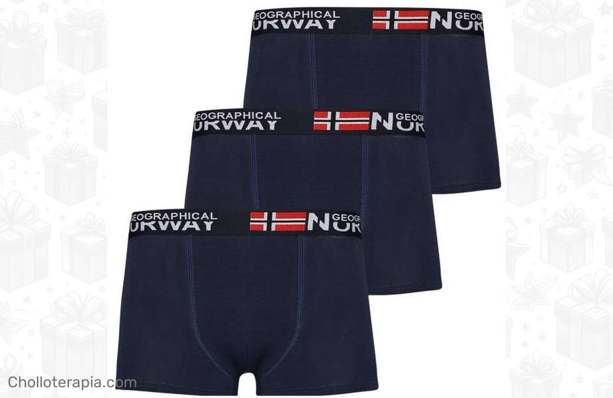 ¡Increíble ganga! 3 calzoncillos Geographical Norway azul marino ¡No te lo pierdas!