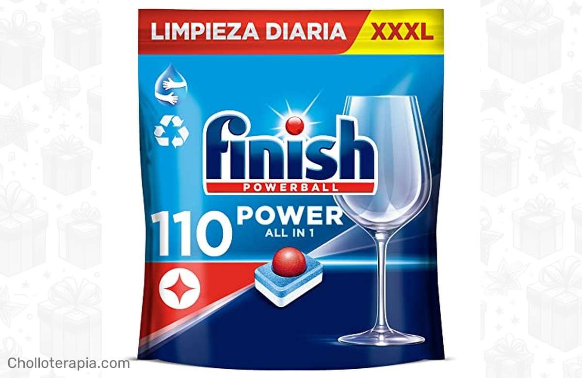 ¡Lavavajillas impecable con Finish Powerball Power All in 1! ¡110 unidades ahorran tiempo y dinero!