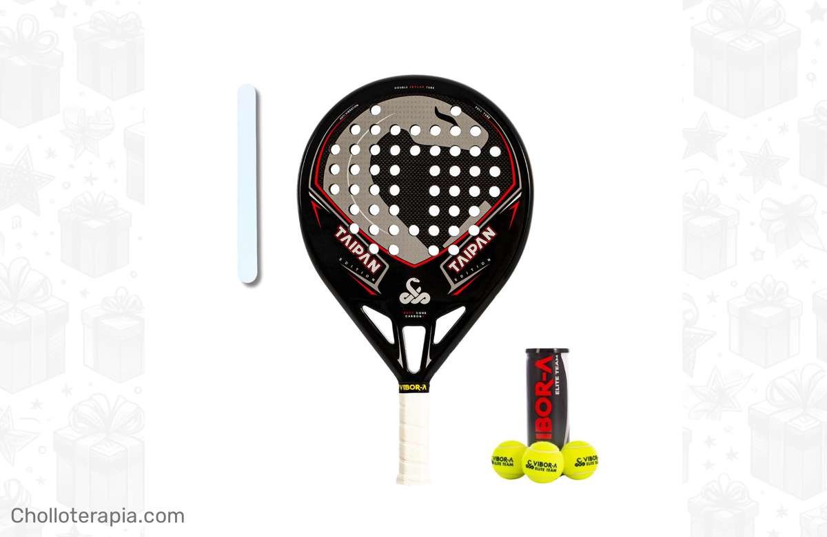 ¡No dejes pasar esta ganga! Pala de pádel Vibor-a Taipan Liquid 22 + Bote de pelotas y protector transparente ¡Corre que vuelan!