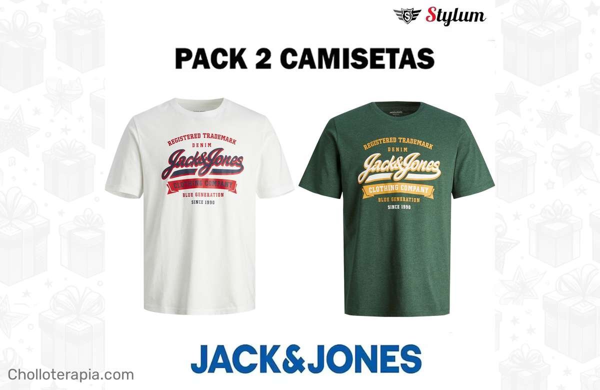 ¡No te quedes sin ellas! Increíble oferta: Pack 2 camisetas Jack & Jones al mejor precio.