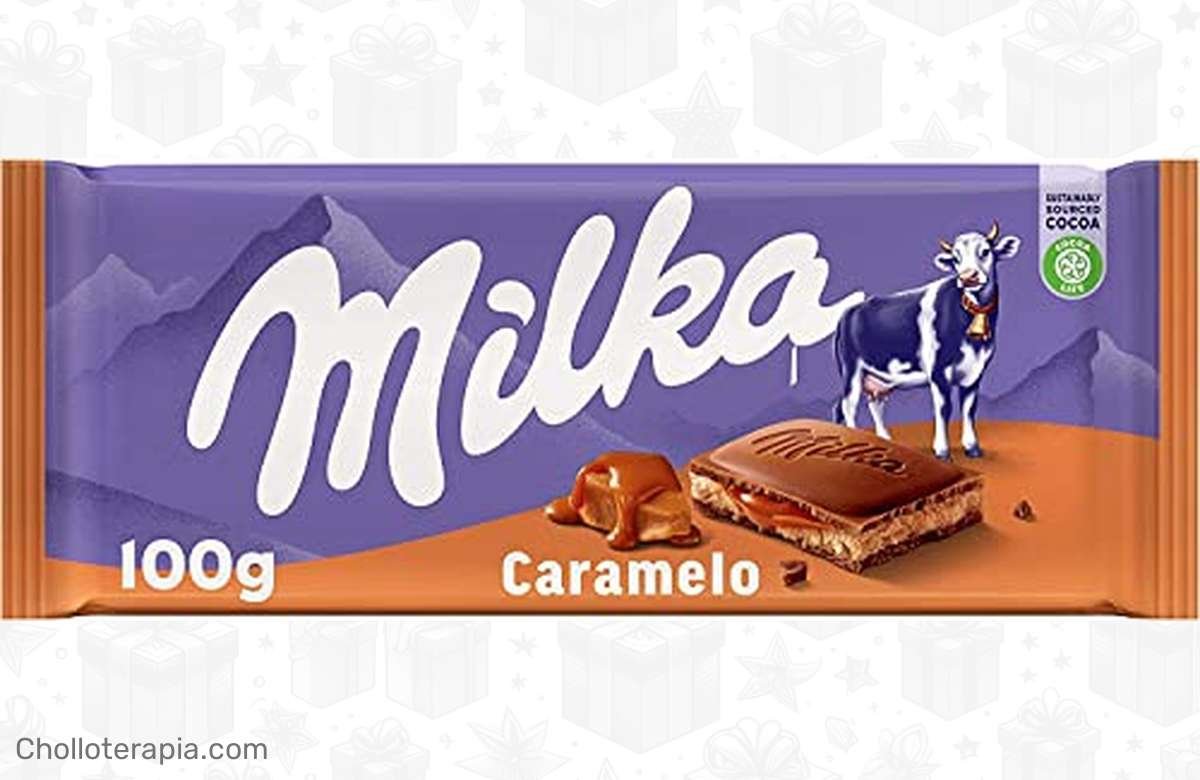 ¡No te resistas! Milka Tableta de Chocolate con Leche de los Alpes con Relleno de Crema de Caramelo a precio irresistible