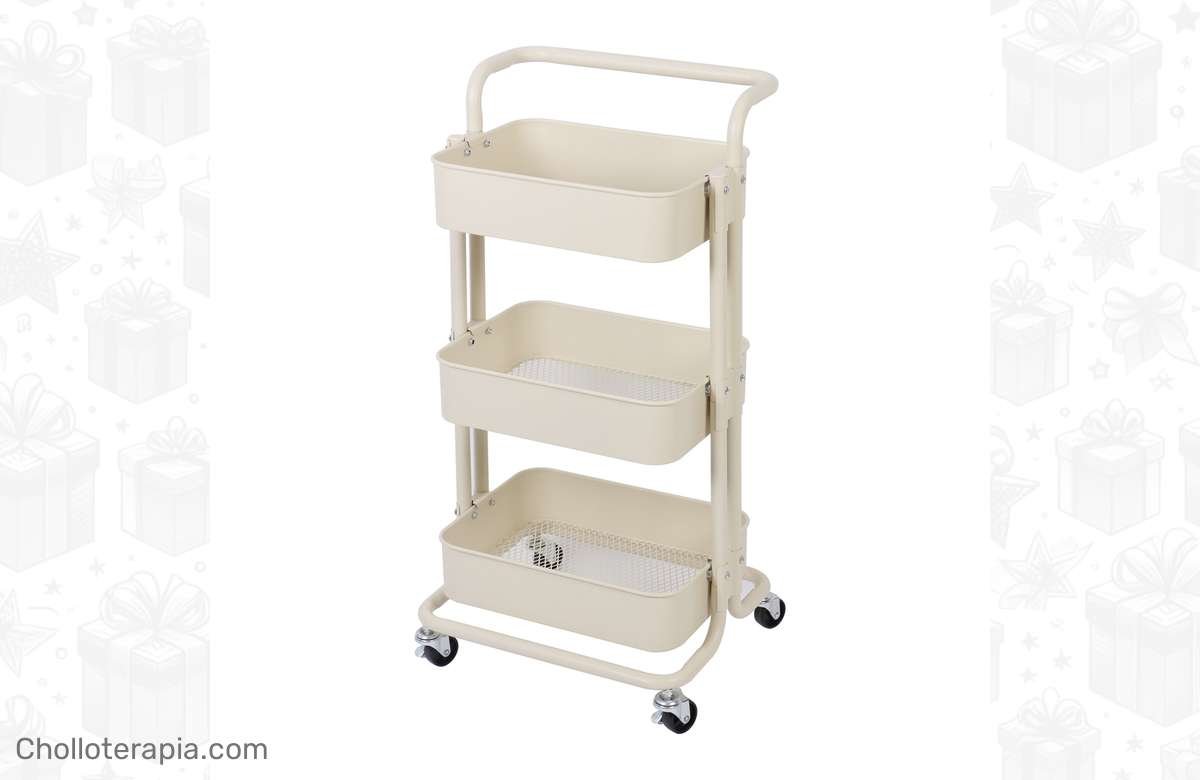 ¡Oferta increíble! Carro de Cocina Metálico con Ruedas y 3 Cajones. ¡No te lo pierdas!