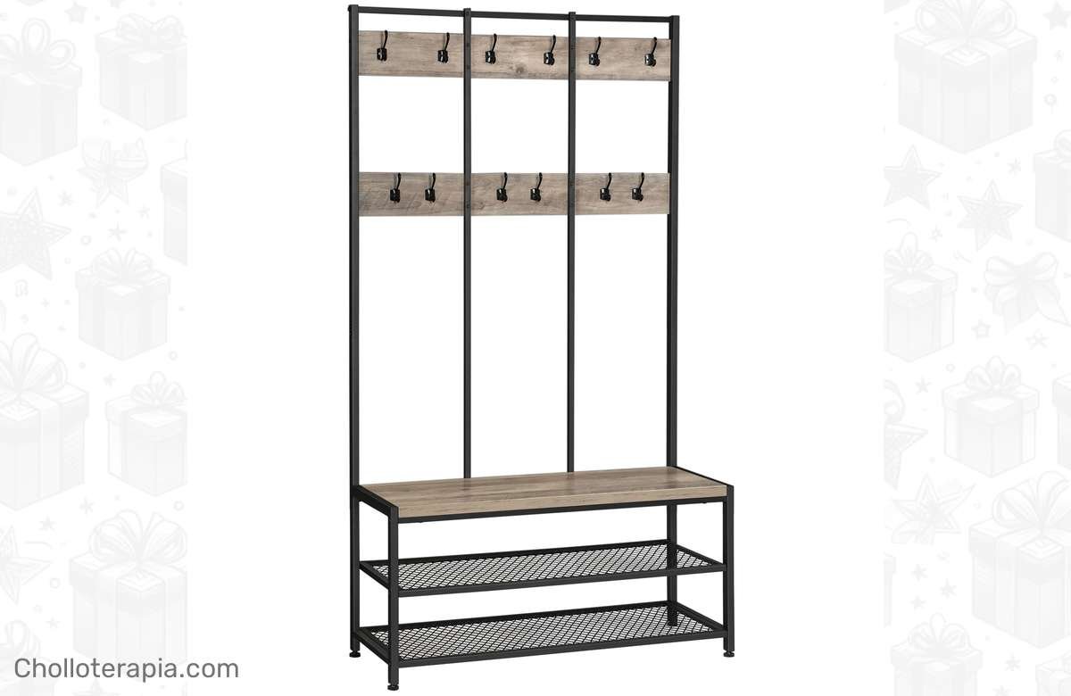¡Renueva tu hogar con este perchero con zapatero de estilo industrial!