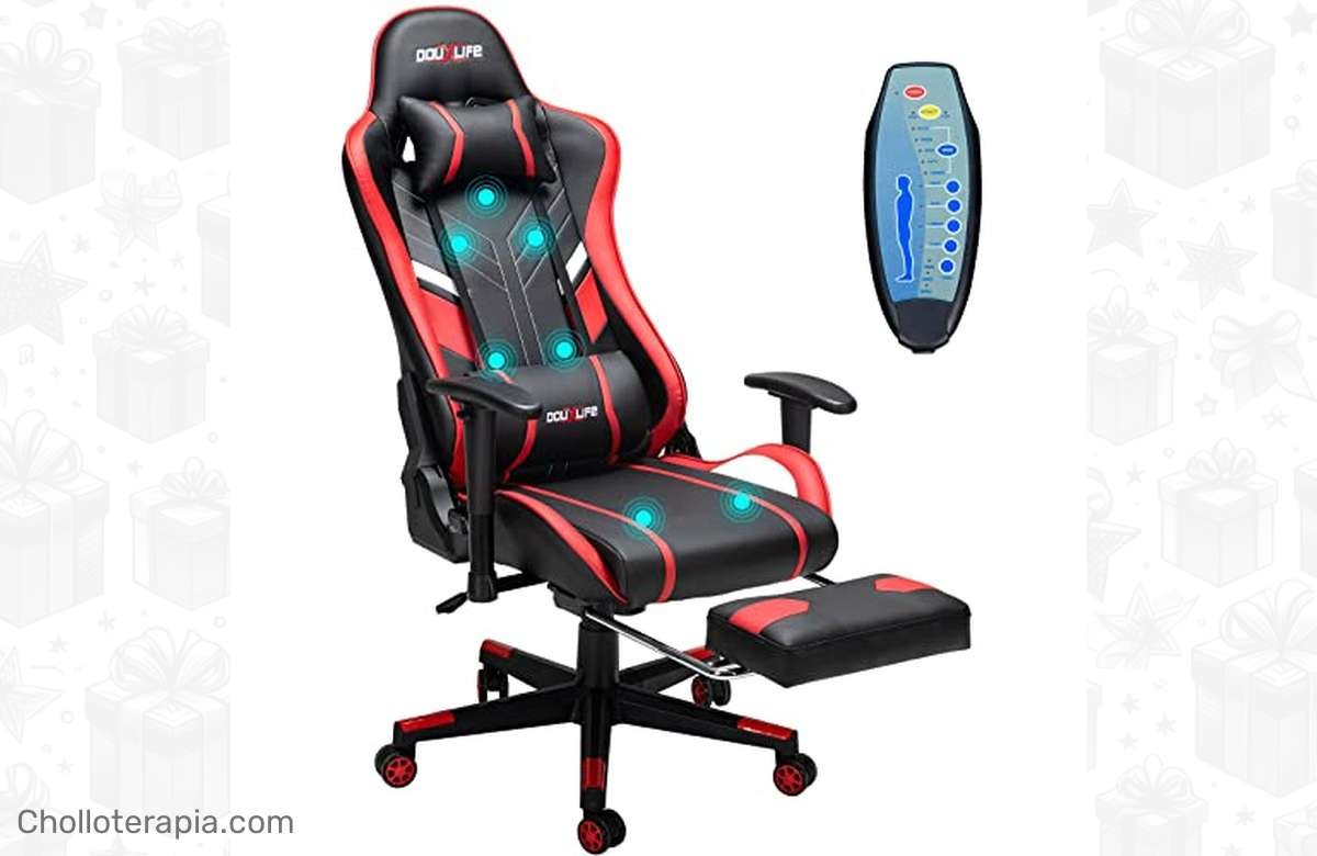 ¡Silla gamer con masaje al 75% de descuento! ¡No juegues sin ella!