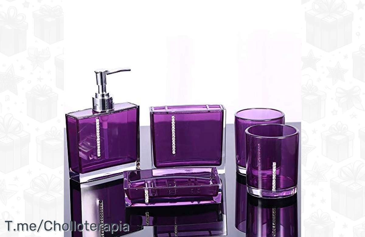 Descuento exclusivo: Set de accesorios de baño morados a precio imbatible. ¡Renueva con estilo y ahorra! ¡Corre que se agotan!
