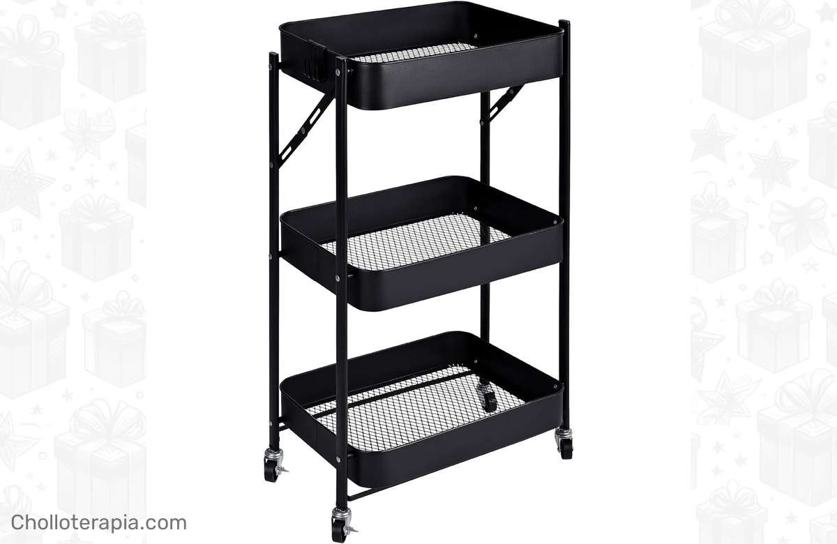 ¡Aprovecha ahora esta oferta exclusiva! Carrito plegable con ruedas para ahorrar espacio en cocina o baño. ¡Un chollazo de almacenaje con 3 cajones metálicos! ¡No te lo pierdas!