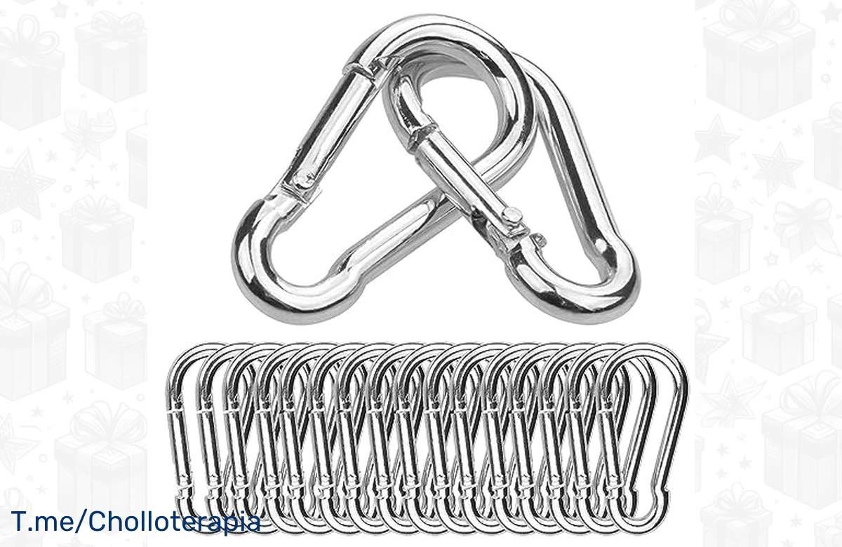 ¡Aprovecha la súper oferta! Pack con 20 mosquetones plateados para tus aventuras outdoor. ¡No te lo pierdas!