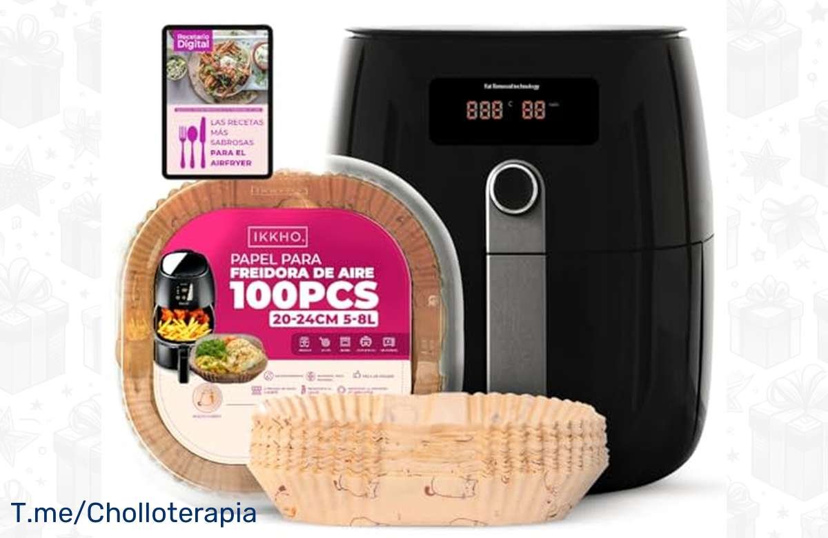 ¡Chollo increíble! Papel para Freidora de Aire Premium + Recetario Digital – ¡100 piezas antiadherentes por un precio mínimo! ¡Aprovecha!