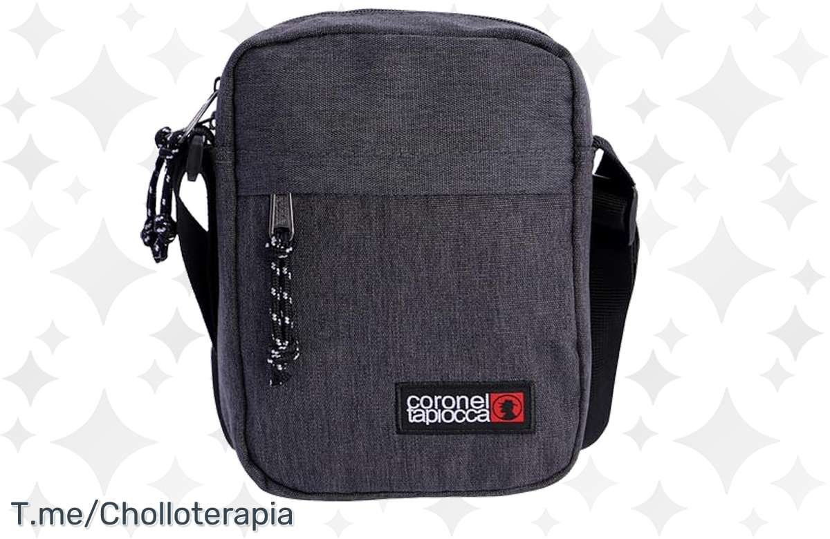 ¡Consigue tu estilo urbano con el bolso gris para hombre con cremallera y bolsillos!