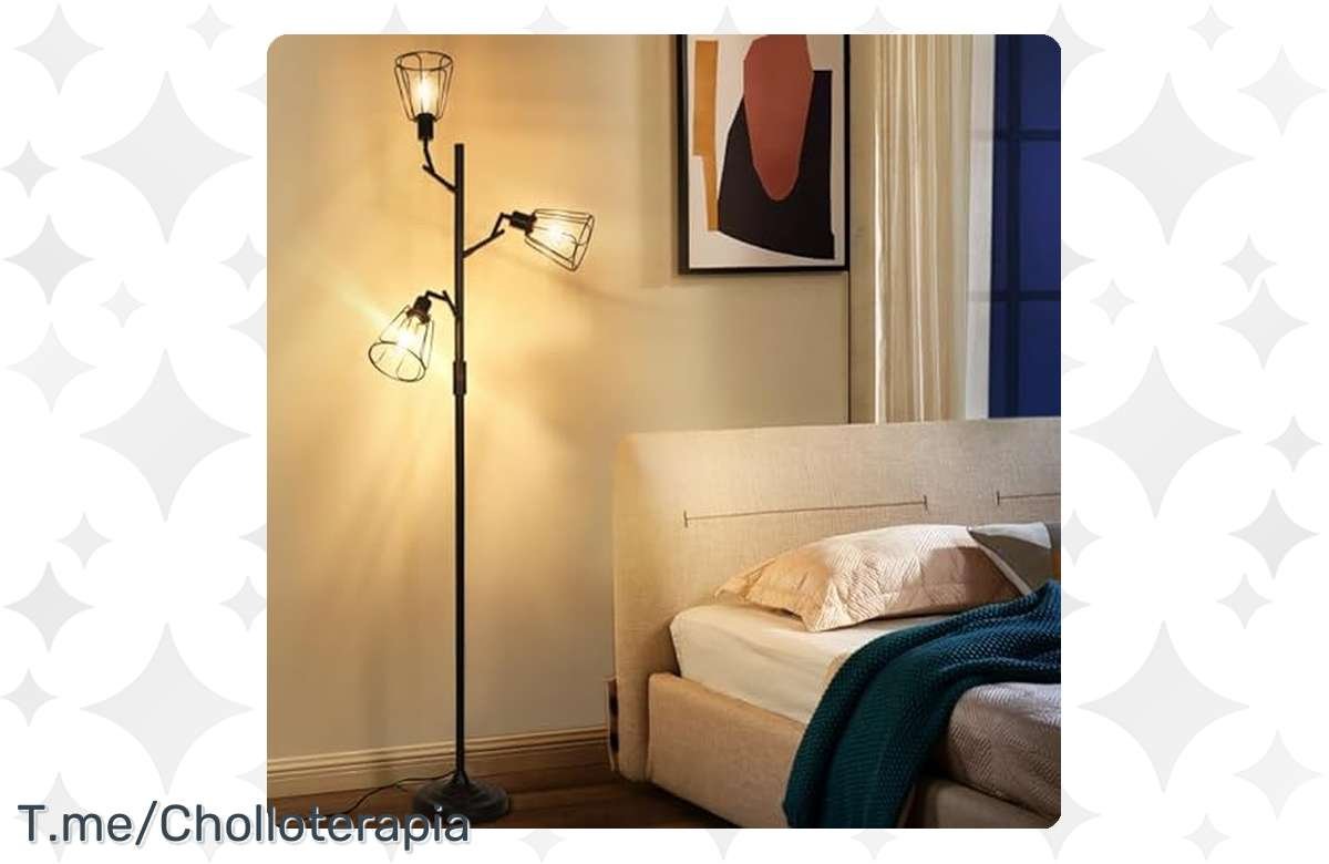¡Ilumina tu hogar con estilo retro y ahorra un 35% en la lámpara de pie industrial OTREN!