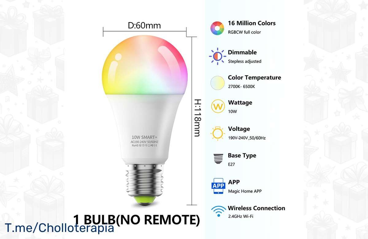 ¡Ilumina tu sala con estilo! Oferta única en bombilla inteligente RGB. ¡No te quedes sin la tuya!
