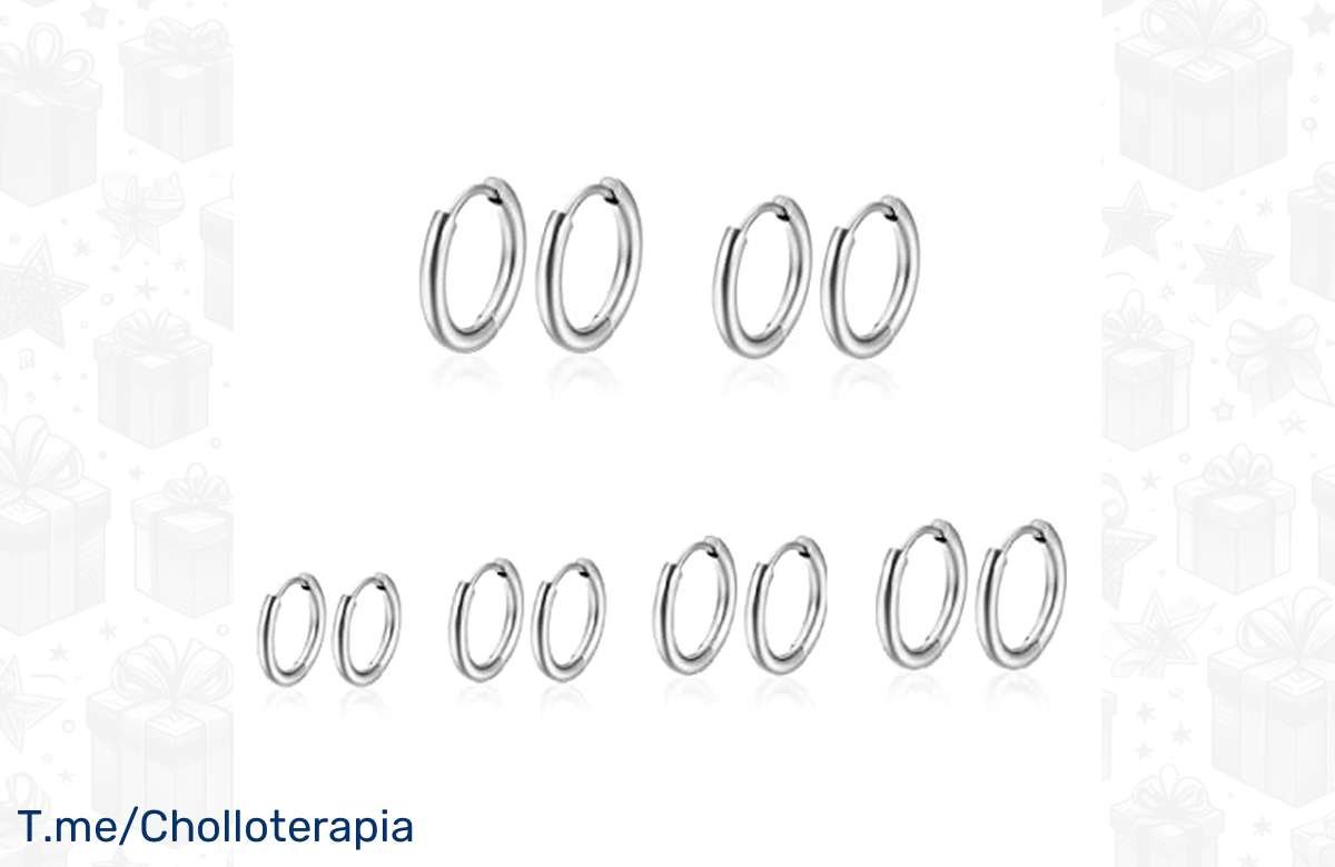 ¡Increíble oferta! 6 pares de aros de acero inoxidable ¡No te los pierdas!