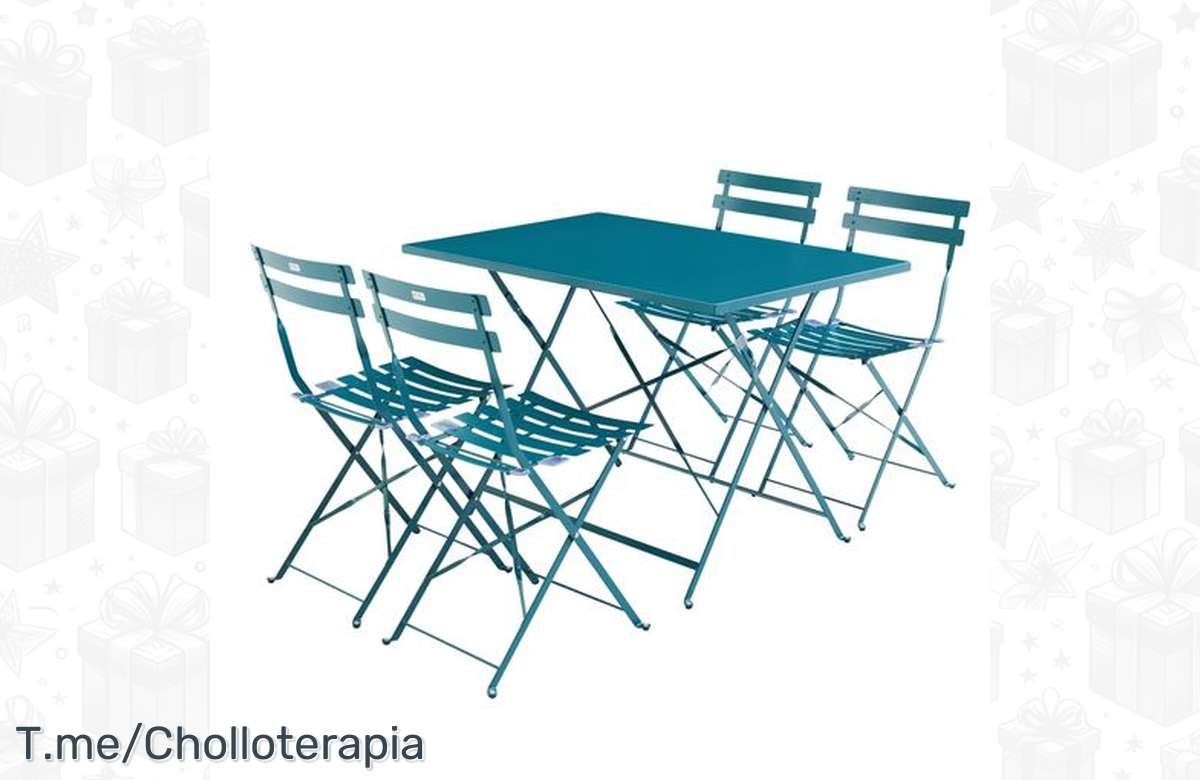 ¡No te pierdas el súper descuento del mueble de jardín Bistró plegable Emilia en azul verdoso!