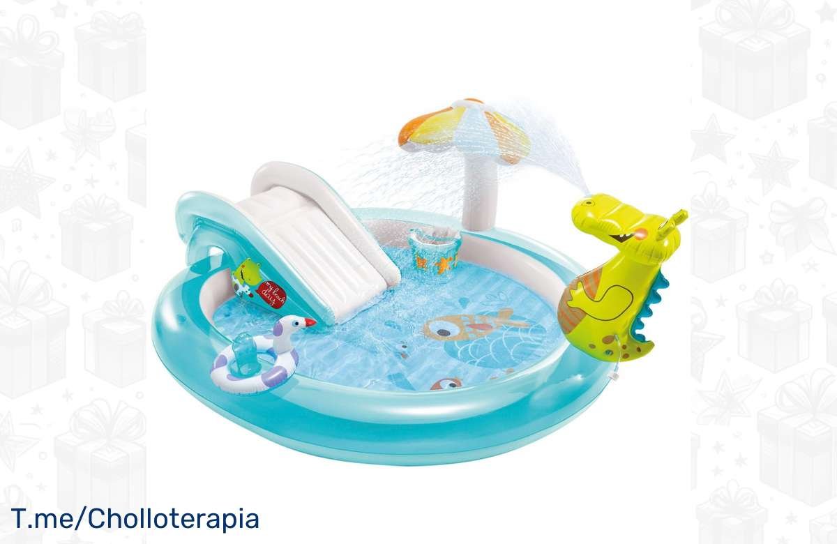 ¡No te quedes sin el centro de juegos cocodrilo con tobogán INTEX!