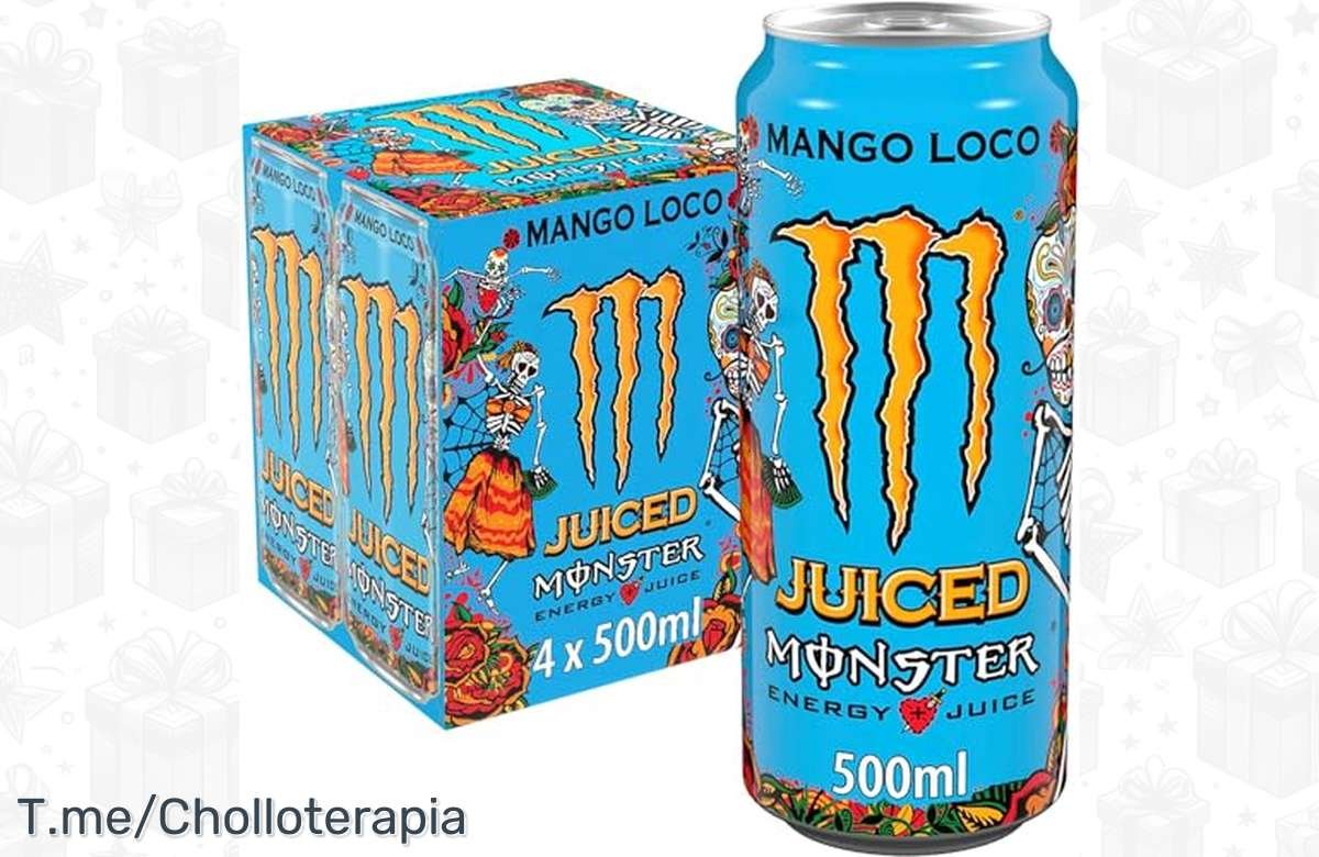 ¡Oferta explosiva! Pack 4 latas 500ml de Monster Bebida Energética Mango Loco