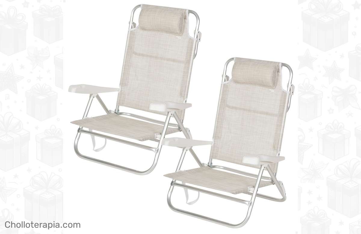 ¡Oferta irresistible! 2 sillas de playa plegables ¡Aprovecha ya!