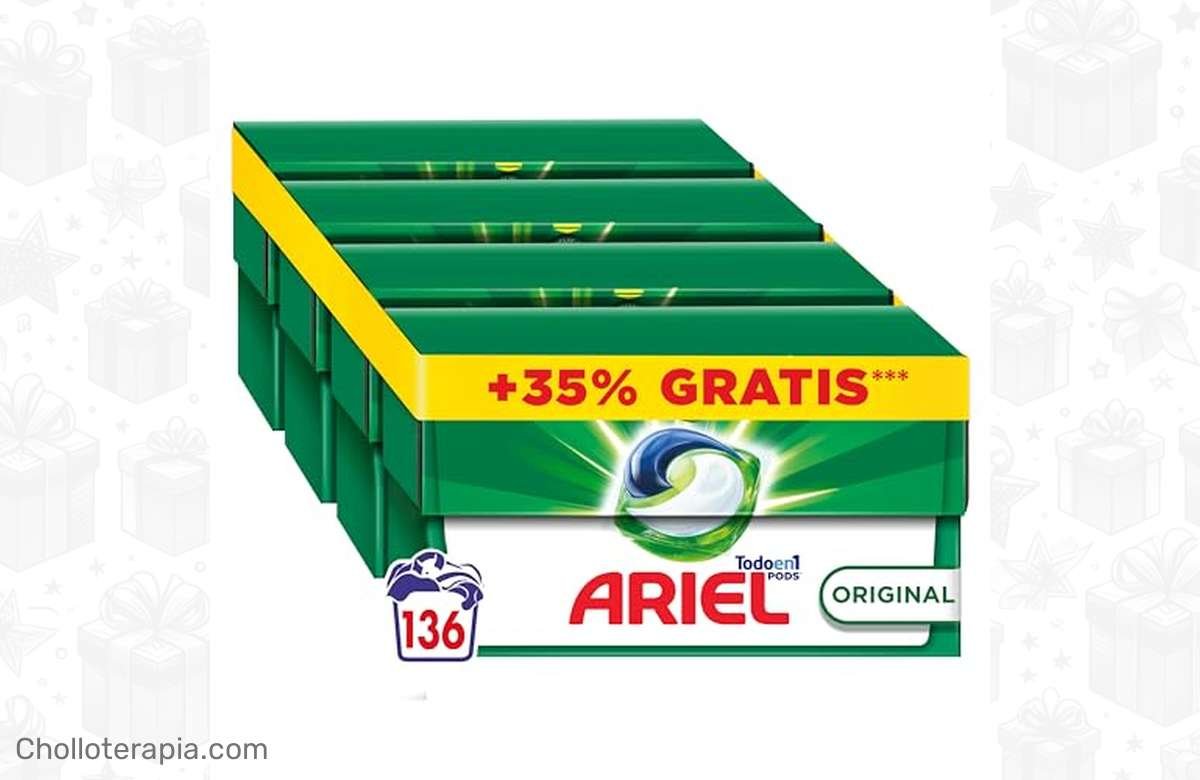 ¡Oferta limitada! Detergente Ariel 136 lavados para una limpieza impecable. ¡Aprovecha ya!