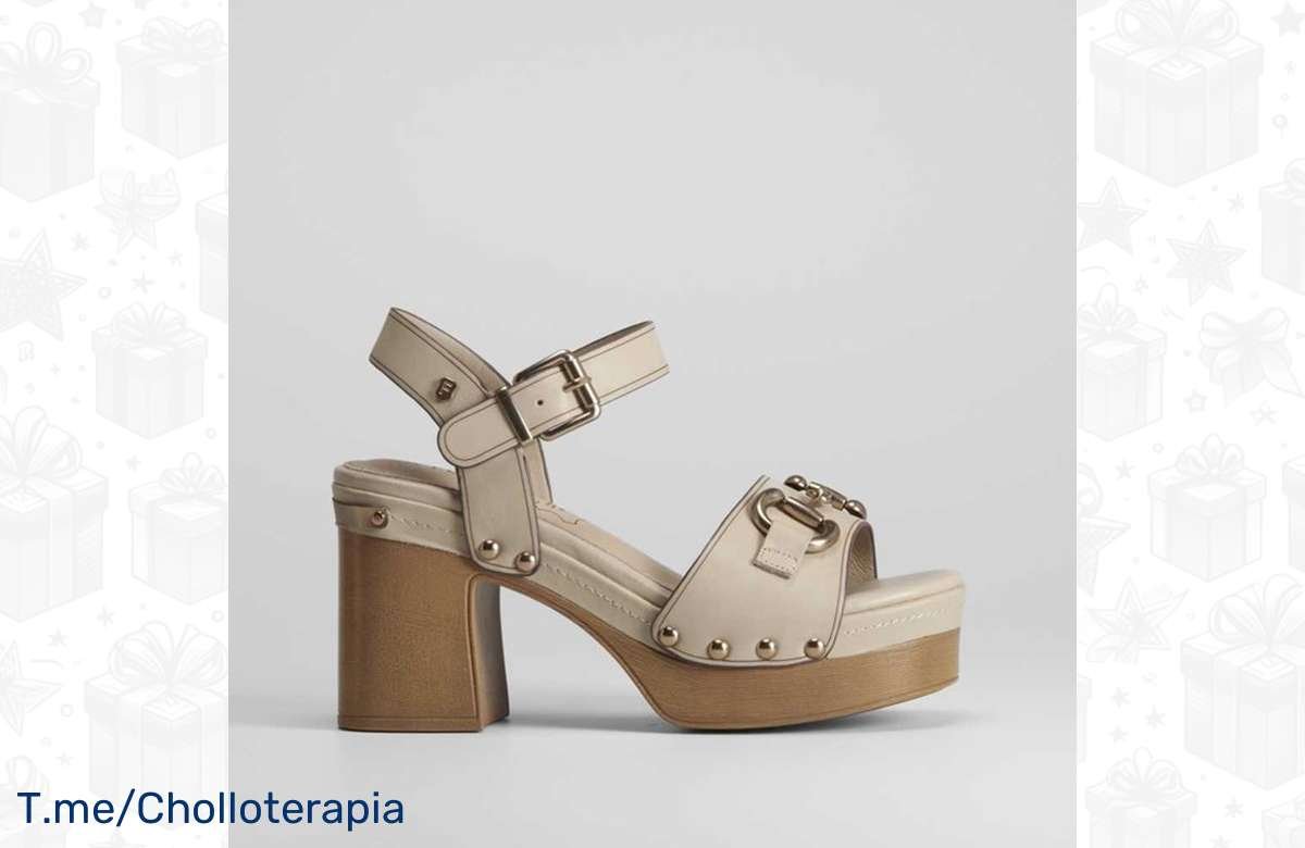 ¡Ofertón! Sandalias de tacón FOSCO con remaches de piel a precio de locura