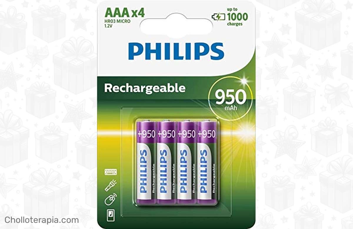¡Potencia garantizada! Pilas AAA Philips: 1000 recargas, 950mAh. ¡No te quedes sin ellas!