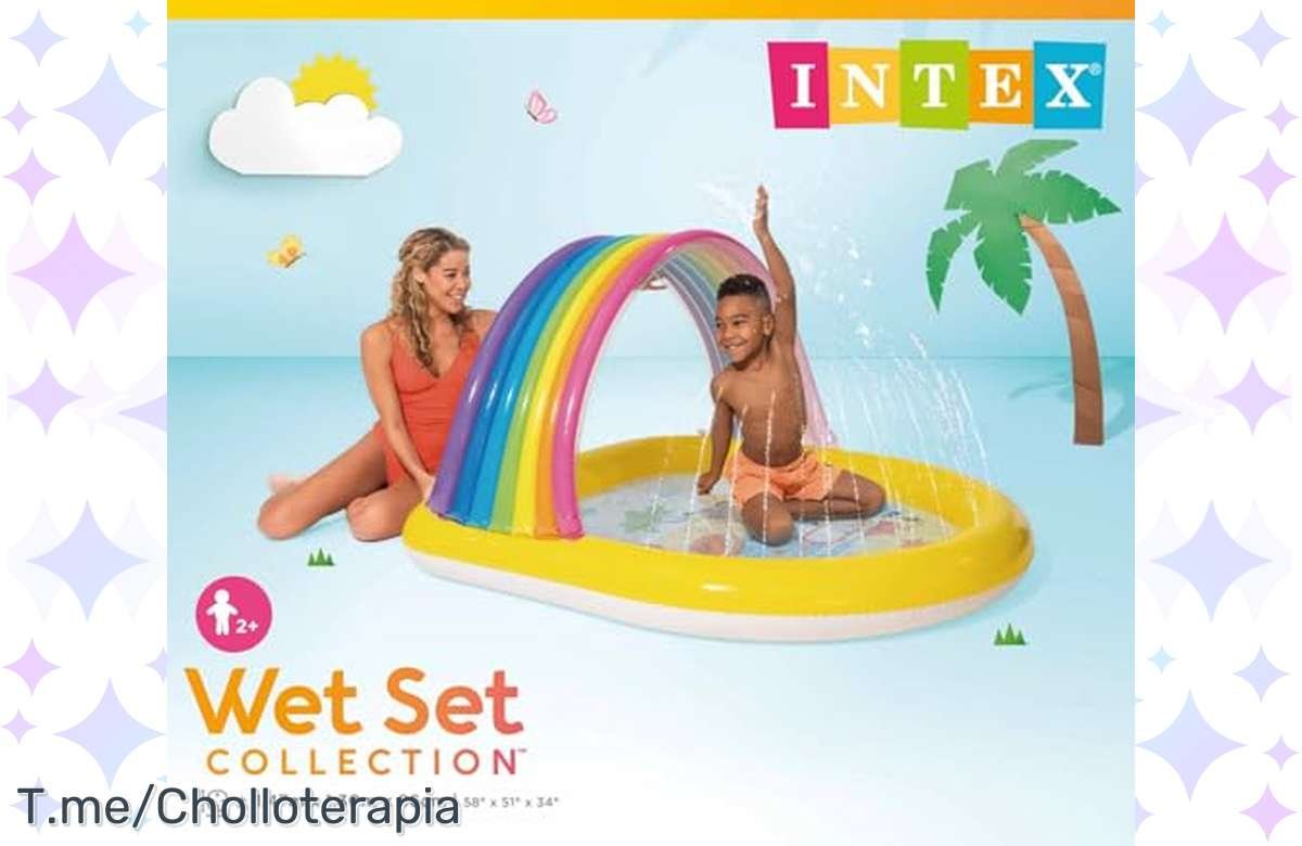 ¡Tus hijos se merecen la mejor diversión acuática! Aprovecha la oferta en la piscina infantil arco iris Intex ¡A jugar!