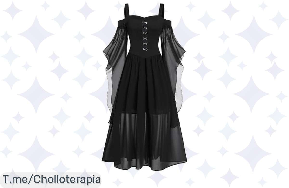 Deslumbrante vestido gótico para Halloween, aprovecha el 50% de descuento con tu cupón, ¡corre antes de que se agote!