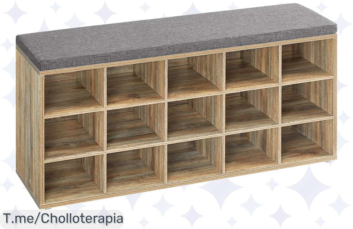¡Aprovecha el ofertón del Banco Zapatero VASAGLE! Almacenaje top con 15 compartimentos y asiento acolchado, ¡precio de escándalo por tiempo limitado!