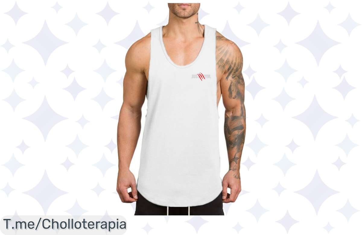 ¡Camiseta sin mangas para hombre: oferta fresca y baratísima! No te lo pierdas en tu próxima sesión.