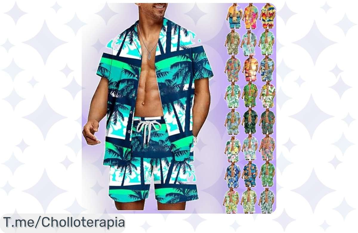 ¡Corre por tu conjunto hawaiano de hombre al 50% de descuento!