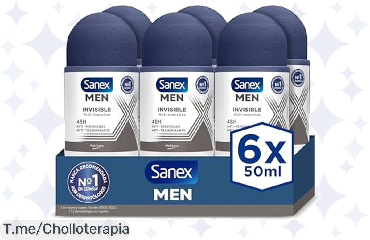 ¡No te lo pierdas! Sanex Men Dermo Invisible, 24H de frescura sin alcohol ni manchas, pack de 6 a precio loco.
