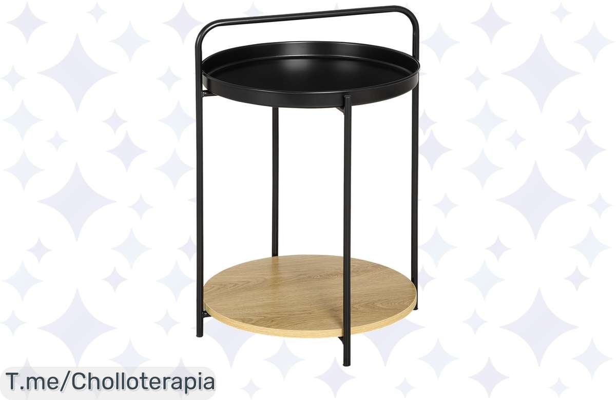 ¡No te pierdas esta oferta en la Mesa Auxiliar Moderna con Estante y Bandeja Extraíble!