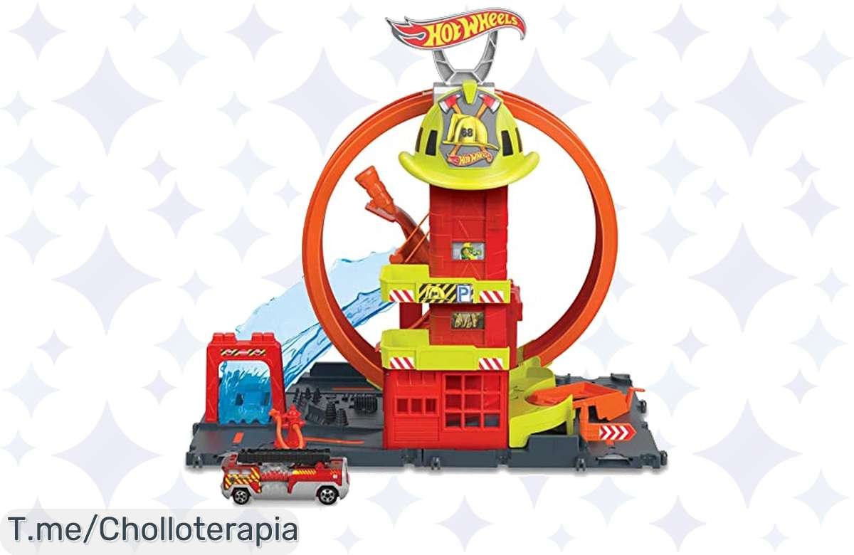 ¡Oferta loca! Hot Wheels City Super Estación de Bomberos con loop, ¡Salva la ciudad ya!