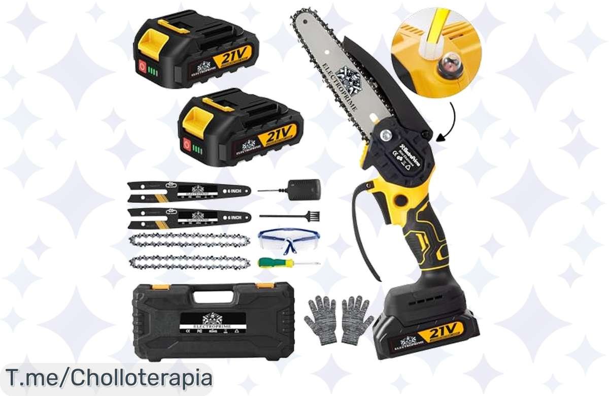 ¡Ofertón! Mini Motosierra Inalámbrica con Doble Batería y Accesorios ¡No Dejes Pasar Esta Oportunidad!