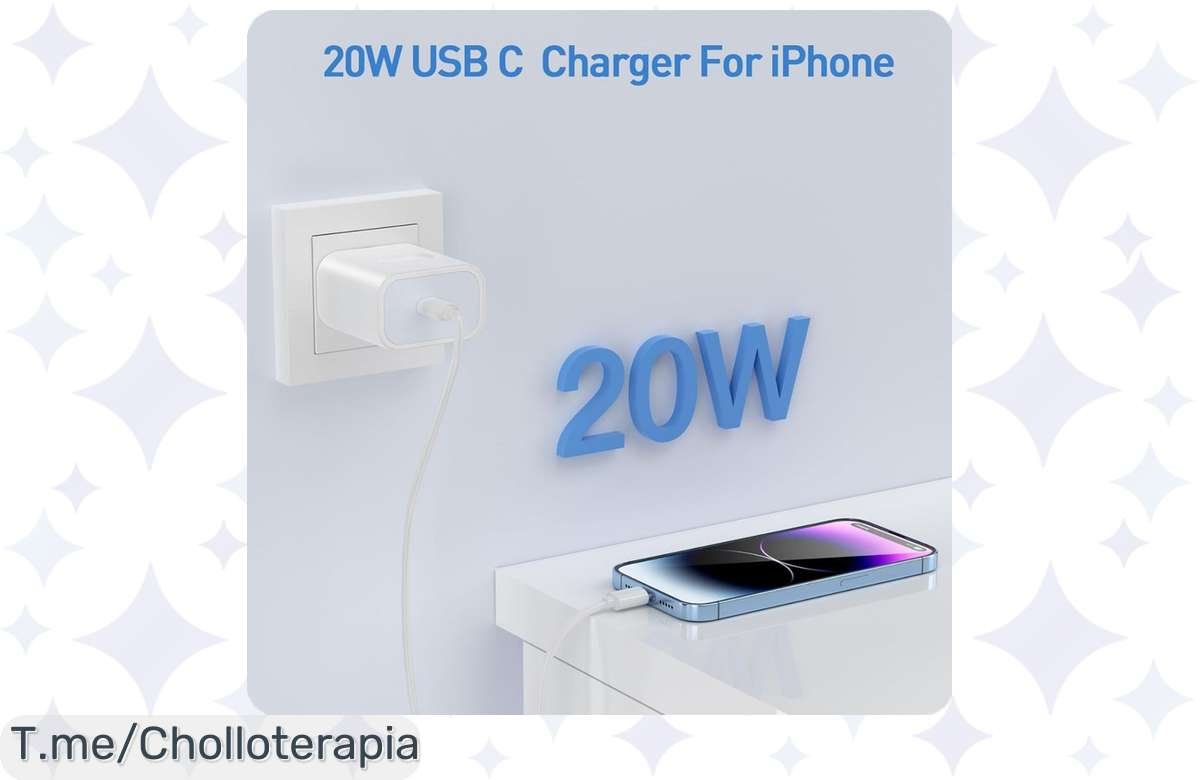 ¡Potencia tu iPhone con este cargador USB C de 20W, la carga más rápida del mercado!