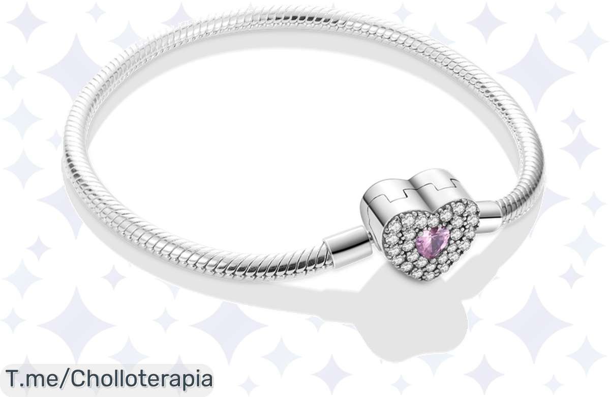 ¡Pulsera de plata 925 con corazón y mariposa a precio regalado, corre y cómprala ya!