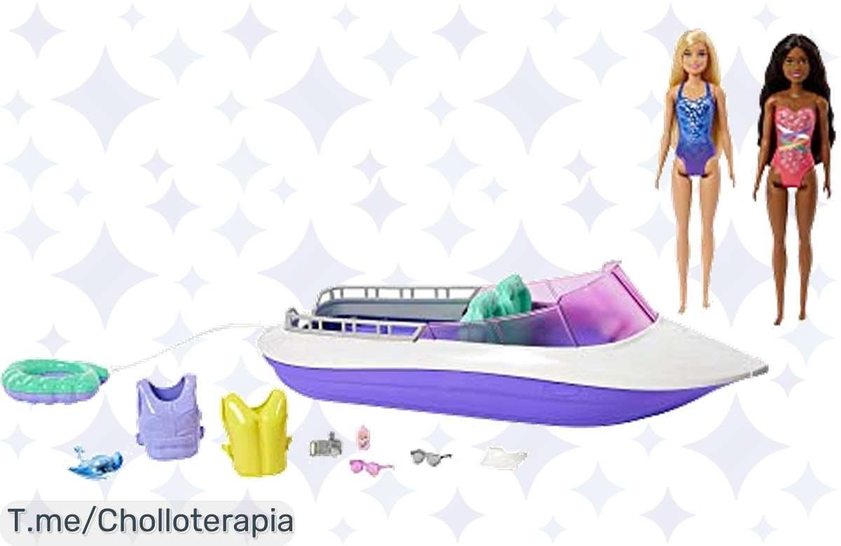 Barbie mermaid power: ¡lancha flotante con muñecas y accesorios a precio de locura!