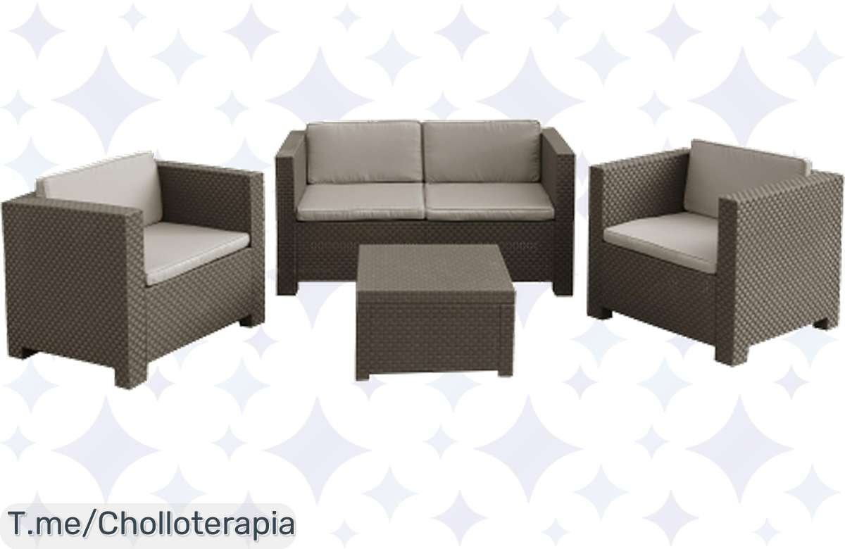 Conjunto de Jardín a Precios Bajos: ¡Sofá, Sillones y Mesa de Centro!