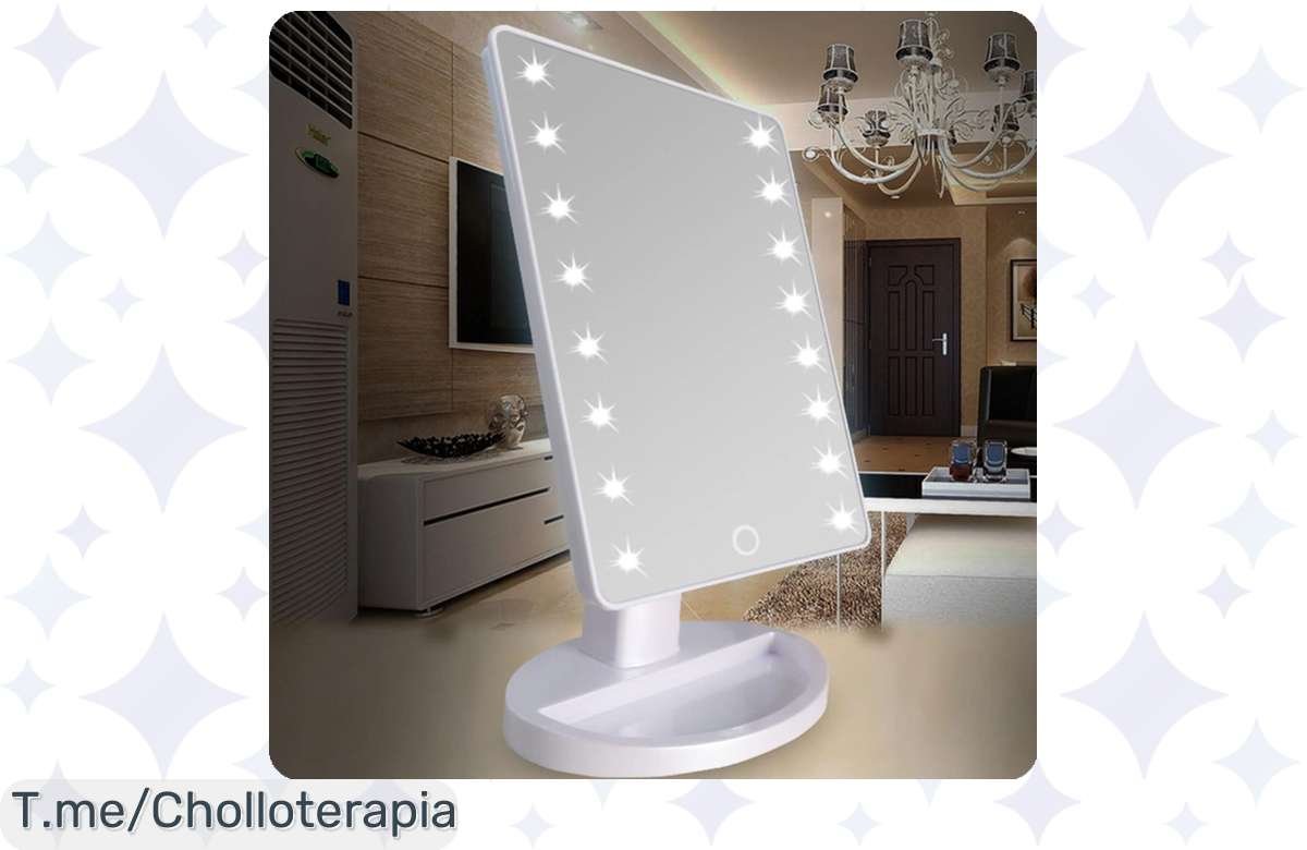 Espejo con luz LED a precio de risa: 15 bombillas incluidas
