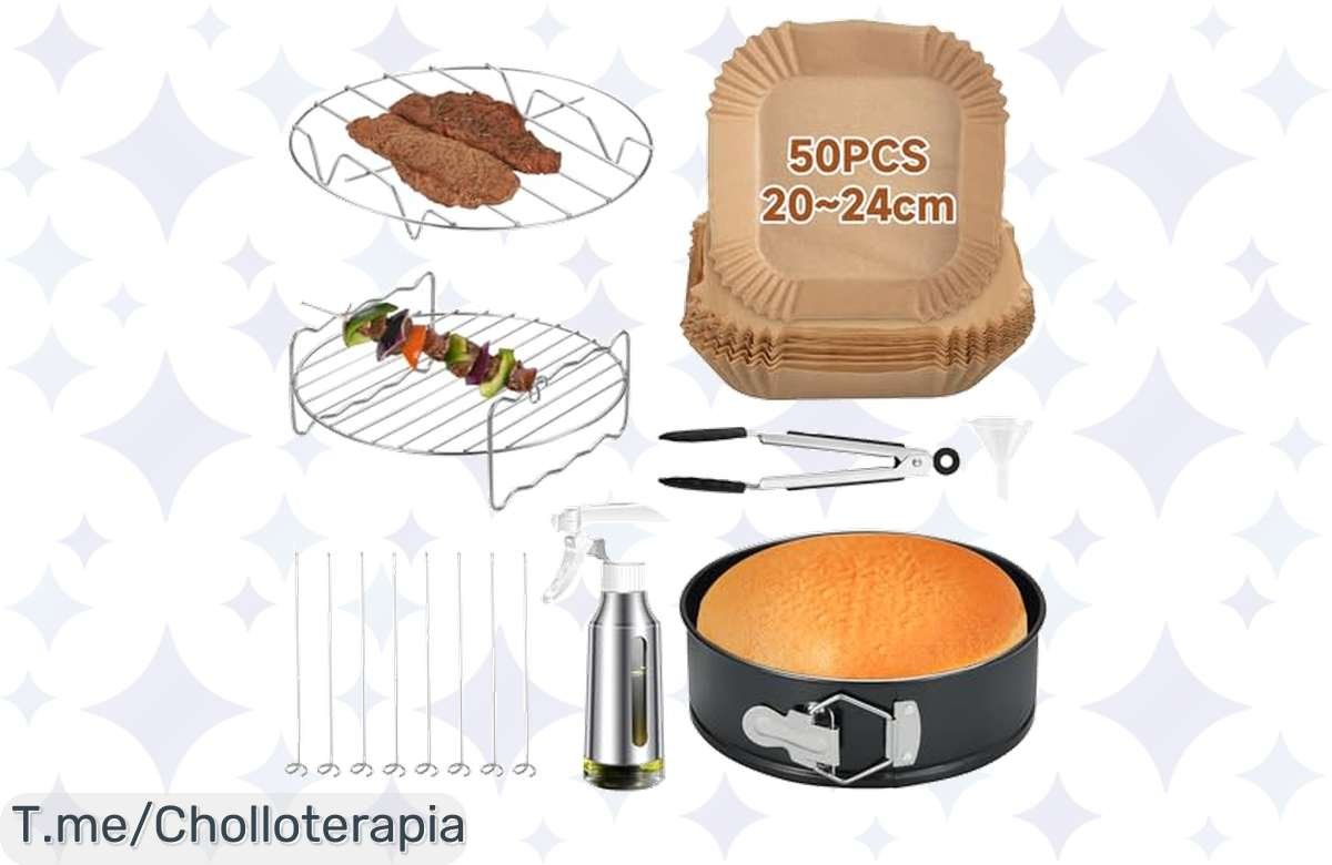 ¡Aprovecha este set de accesorios para freidora de aire y cocina más fácil y sano!
