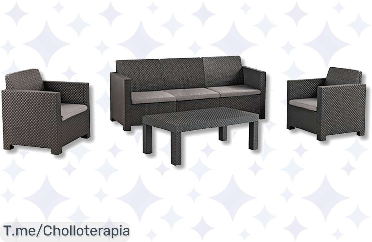 ¡Chollazo total! Set jardín MAHINA con sofá y sillones a precio de risa, corre que vuela