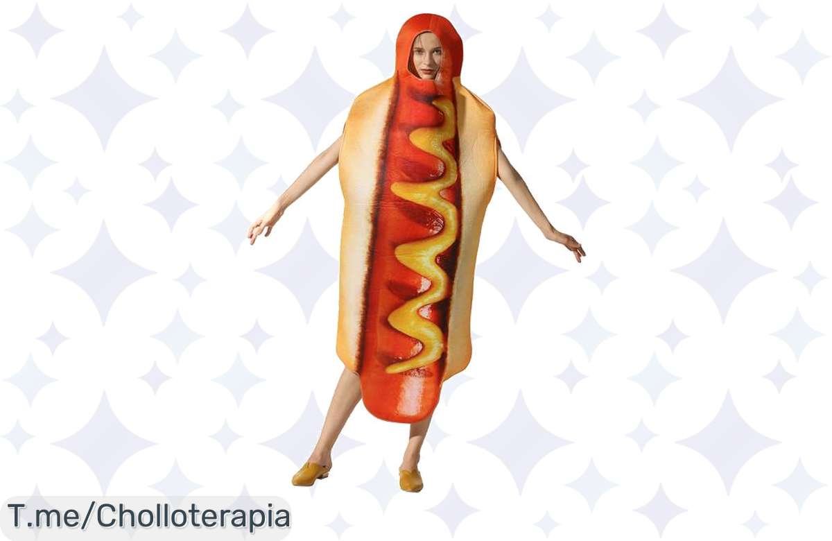 ¡Disfraz de hotdog unisex a precio de ganga: roba miradas en la fiesta!