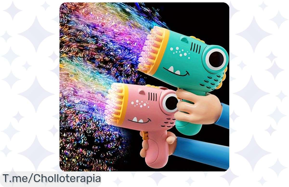 ¡Locura de Dinosaurios! Pistola de Burbujas con 40 Agujeros a Precio de Risa, ¡Corre que Vuelan!